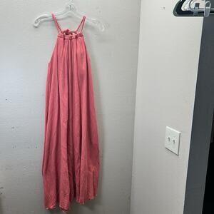 SheBird The Sofia Gauze Halter Built In Bra Dress Pink 2 / Small Maxi Sundress